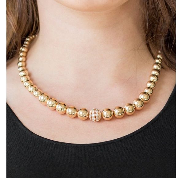 Gold Rhinestones Necklace - Picture 2 of 5